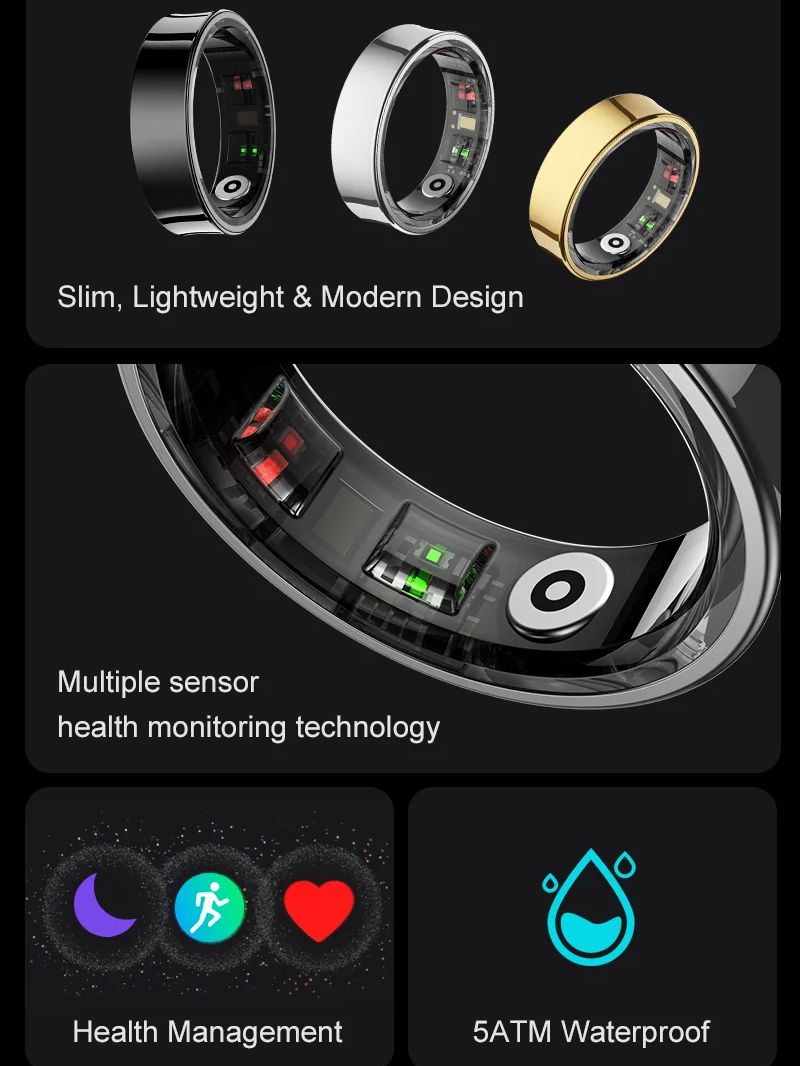 R09 Smart Ring 5ATM Waterproof - огляд і ціна Temperature Ring Skin